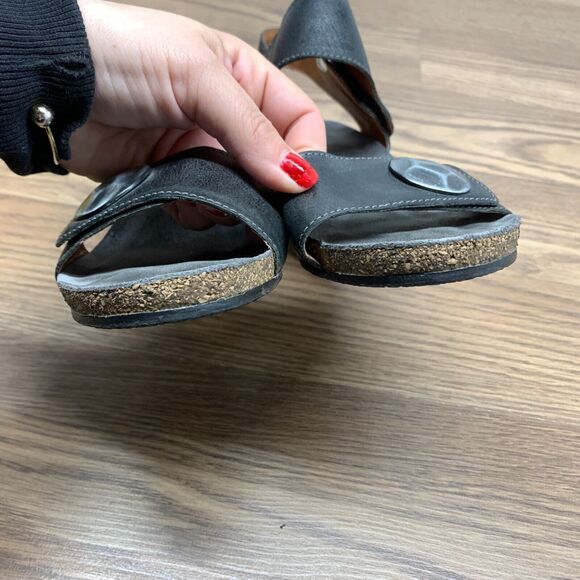 Taos Carousel 2 Floral Sandals Black Metallic Silver 38 USA 7 - 7.5 Wedge Sadals - Picture 5 of 13